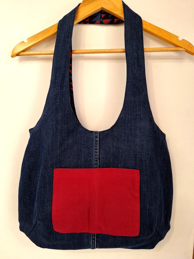 Sac réversible graphique rouge bleu